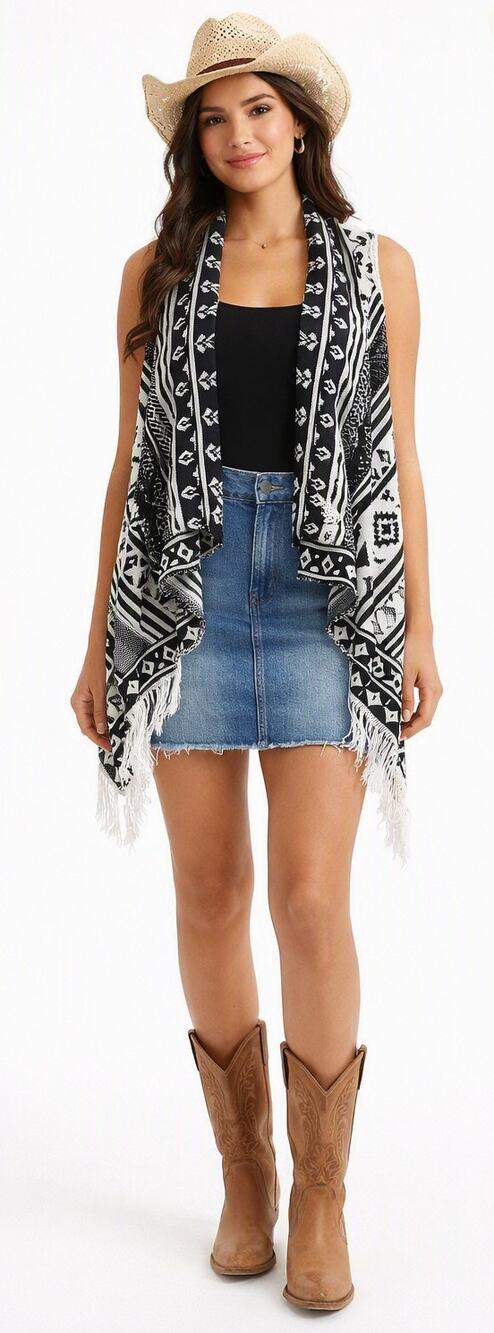 Panhandle Mohair Blend Kimono Vest Cardigan Size Large Boho Fringe Western